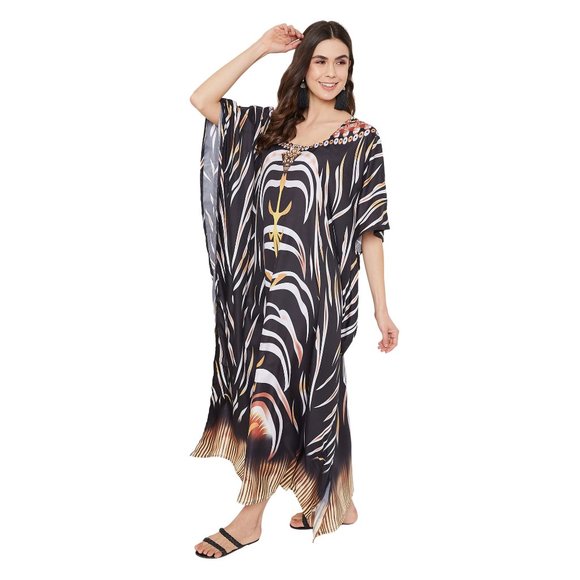 Womens Evening Party Dresses Plus Size Caftan Coverup Abstract Maxi Gown - Picture 5 of 8